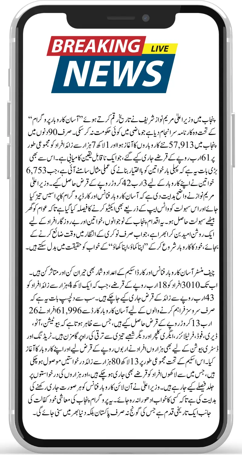 Maryam Nawaz Announces Asaan Karobar Program Latest News– Over 1 Lakh People Get Loans, Start Their Own Businesses in Just 3 Months